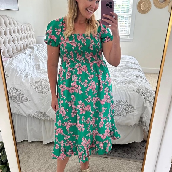 J Crew Smocked Midi Dress - Picture 1 of 3